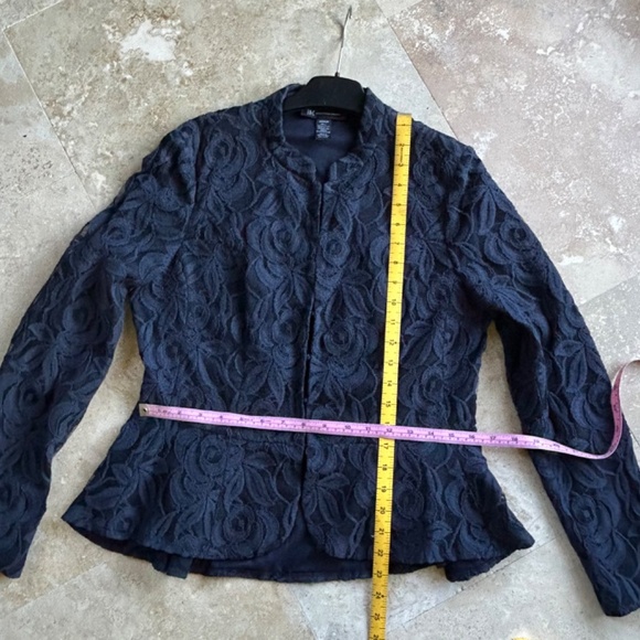 INC International Concepts  Blue Lace Peplum Jacket, Long Sleeves, Size Medium - Picture 12 of 16